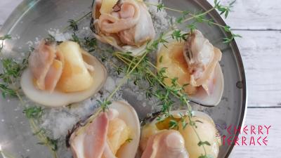 桃とタイムで楽しむはまぐり