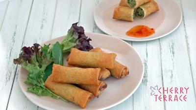 グリーンペーストを使った 揚げ春巻き